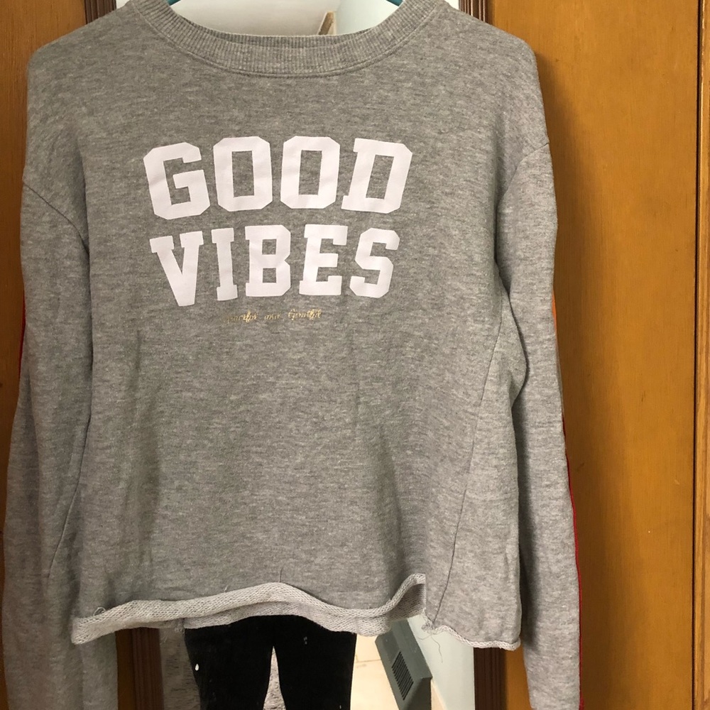 Good vibes rainbow stripe sweatshirt